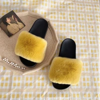 womens home indoor slippers soft non slip fur slippers rex rabbit fur summer slippers