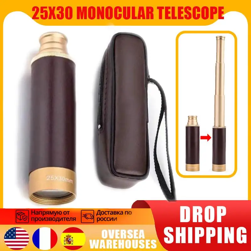 

NEW Telescope Brass Pirate Caribbean Monocular 25x30 Collapsible Vintage Monocular For View Watching Games Travel Hiking Hunting
