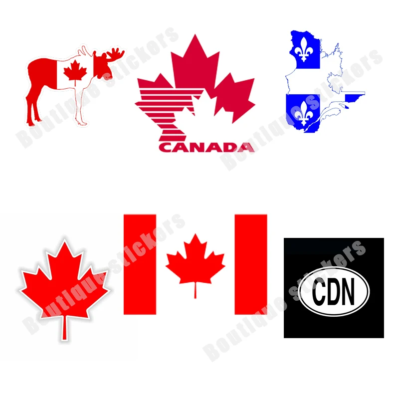 Canadian Flag National Emblem Skull Moose Sticker Cover Scratch Waterproof Sunscreen Exquisite Decal Car Off-Road Racing Sticker