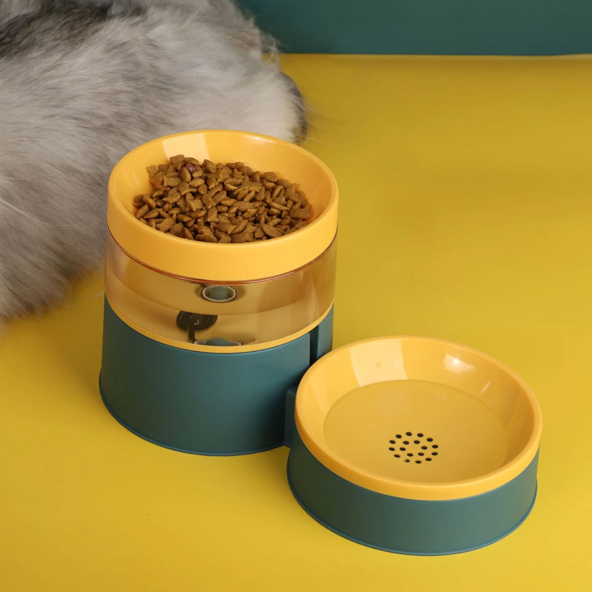 

New Pet Integrated Dog Bowl Three-dimensional Neck Protecting Cat Bowl Automatic Drinking Water Feeder Feeder for Cats Dogs Home