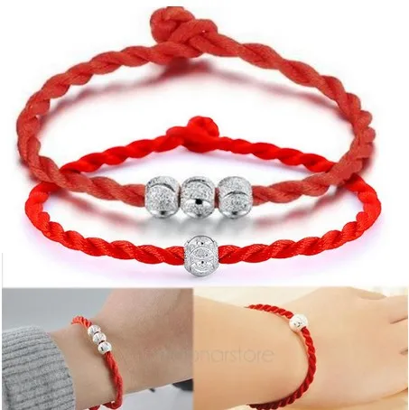 Женский красный шнурок браслеты счастливый шарик браслет ювелирные изделия