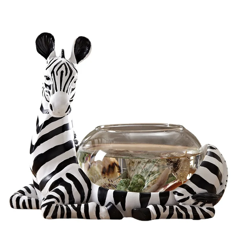 

Creative Zebra Mini Fish Tank Decoration Small Ornaments Desk Aquarium Desktop Turtle Tank Home Decoration Living Room Crafts
