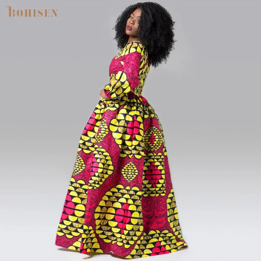 Женские платья в африканском стиле BOHISEN Dashiki осенние Bazin Ankara с длинным рукавом