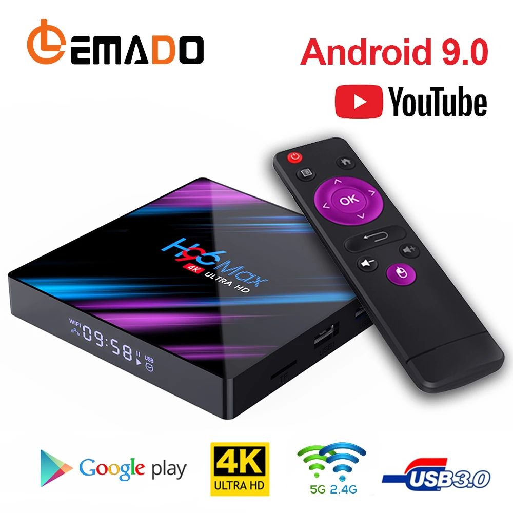 LEMADO H96 MAX Smart tv Box Android 9,0 Rockchip RK3318 4 Гб 64 Гб H.265 4K WiFi 2,4G/5G Android tv Box 9 для Xiaomi