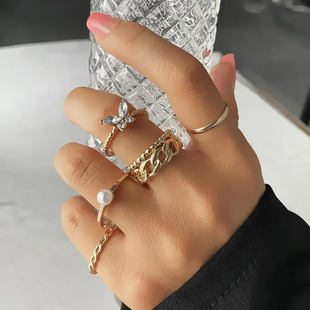 

1 Set Women Metal Vintage Punk Stacking Rings Gold BOHO Midi Rings Knuckle Rings