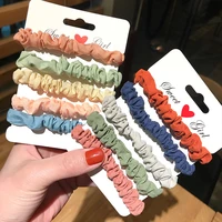 5pcsset scrunchies hair ring tie rope satin candy color ponytail holders hairbands wholesale lady grils hair accessories
