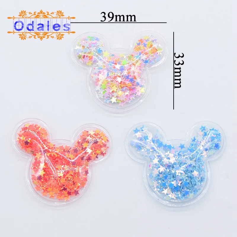 Милые нашивки на голову мыши 32 шт./лот прозрачные блестящие Аппликации из ПВХ с