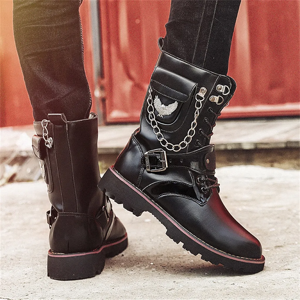 SAGACE/благородный джентльмен Мужские ботинки с металлической цепочкой теплые