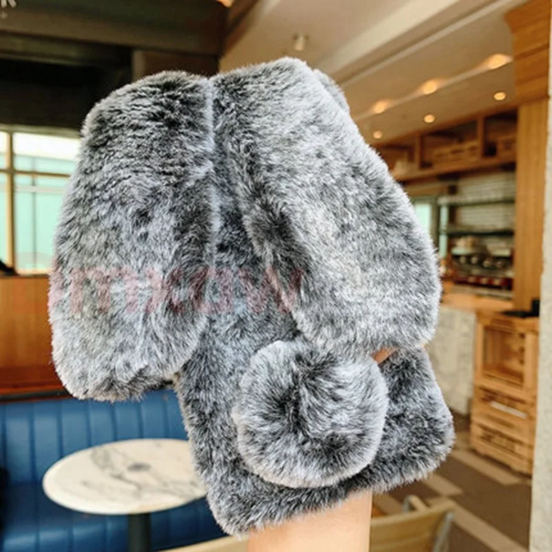 Чехол из термопластичного полиуретана с бархатистым мехом в виде зайца для Xiaomi mi 9 8 Pro SE CC9 CC9E A3 A2 Lite Mix 3 2s 6X 6 5X A1 с креплением на шнурке.