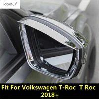abs chrome accessories for volkswagen t roc t roc 2018 2021 rearview mirror rain eyebrow shade rainproof blades cover kit trim
