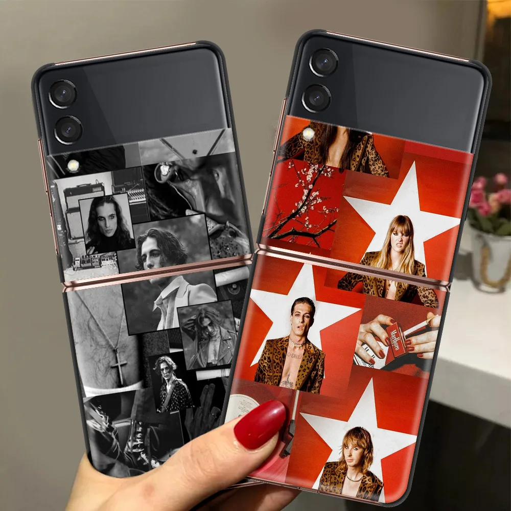 

Maneskin Damiano David роскошный подарок чехол для телефона Samsung Galaxy Z откидной складной черный Твердый чехол из поликарбоната для Samsung Z Flip3 5G чехол