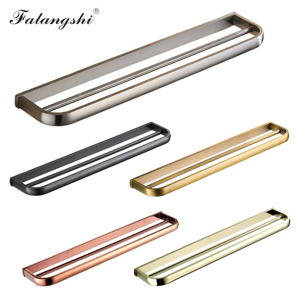 Falangshi высокое качество медь латунь двойная вешалка для полотенец Настенная