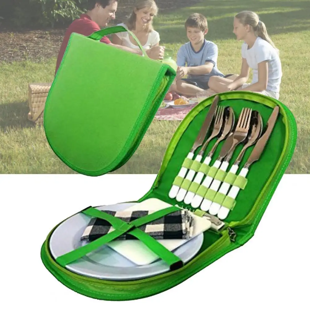 

Easy to Clean 1Pc/1 Set Wearable Camp Bag Tableware Plate Set Plastic Camp Tableware Set Thermal Insulation for Camping