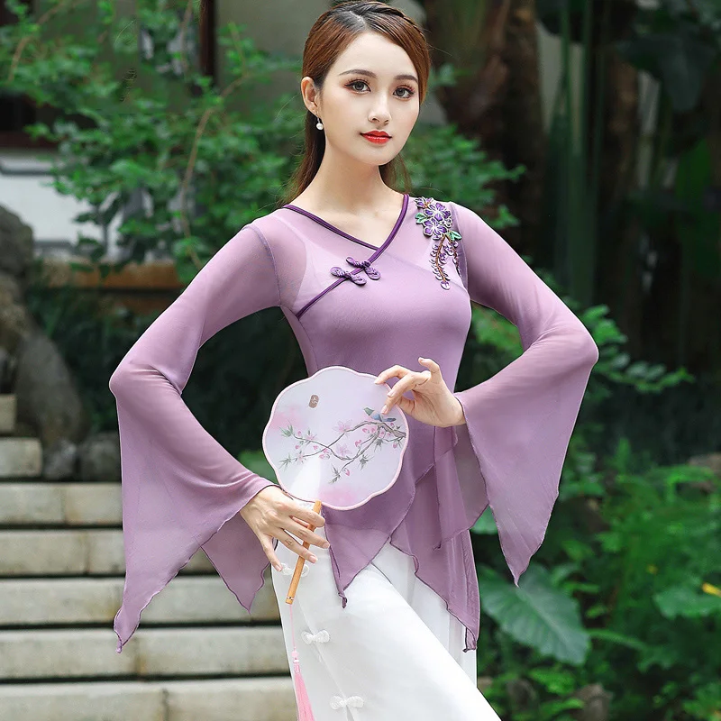 

New Female Classical Dance Costumes Classical Dance Gauze Long Sleeve Tops And Pants Oriental Dance Performance Clothes
