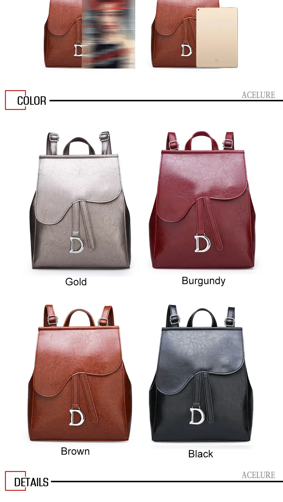 ACELURE, женские кожаные рюкзаки, женская сумка на плечо, Sac A Dos, женский рюкзак, винтажные школьные сумки для девочек, для путешествий, Новинка