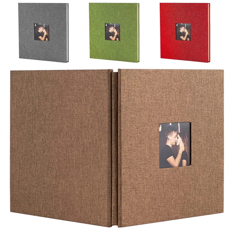 

DIY Photo Album 266x280mm 40 Pages Burlap Self-adhesive Film Album Inner Pages Family Album Book Travel Philately Album