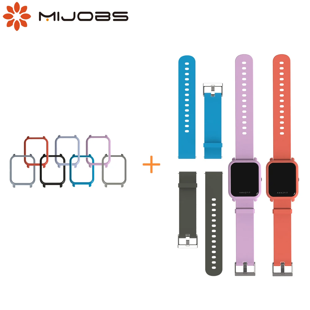 

For Amazfit Bip Strap & Case Set Silicone Bracelet Wristband Protective Cover Shell Bumper for Huami Amazfit Bit Lite Smart Band
