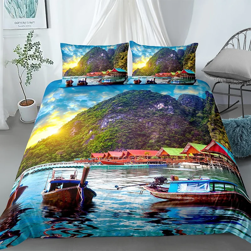 

Beautiful Scenic Duvet Cover Sets 3D Flower Tree Waterfall Bedding Set Bed Linen Pillowcases Twin Full Home Textiles 2/3pcs