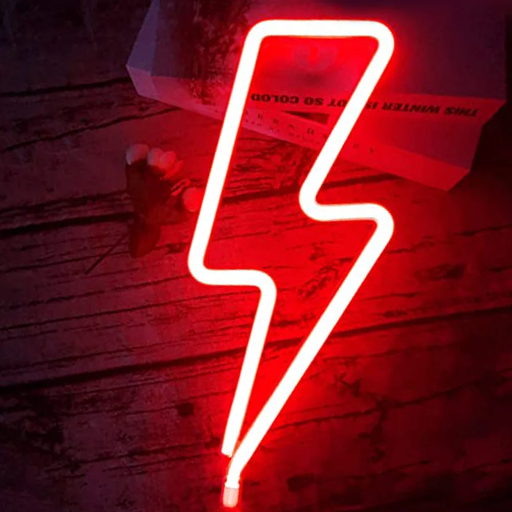 

LED Neon Sign Lightning Shaped USB Home Decorative Light Wall Decor Wedding Party Fulmination Light Table Neon Xmas Gift New