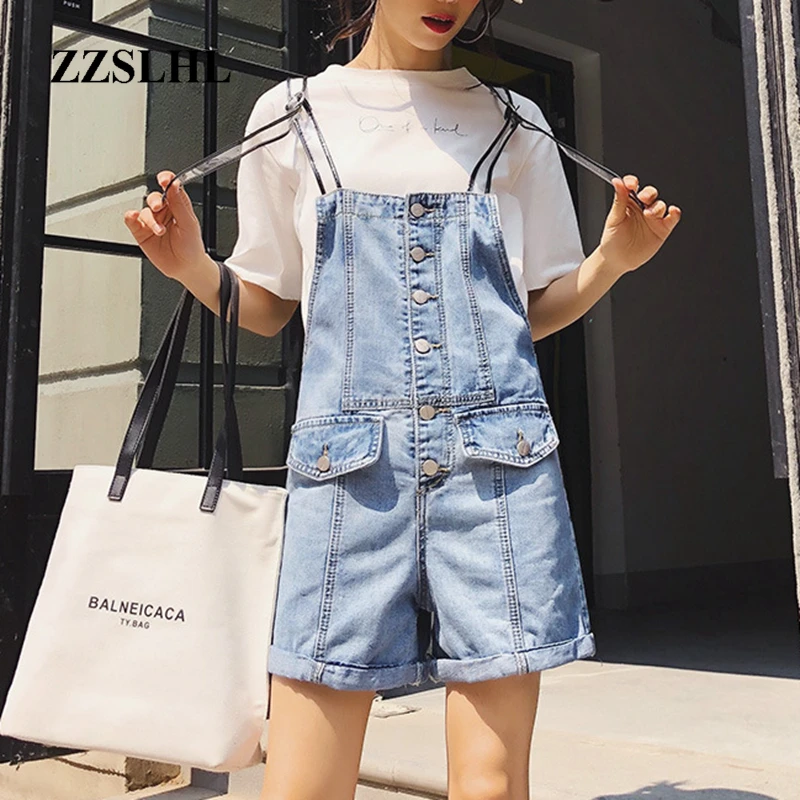 

Повседневные женские джинсовые шорты с подтяжками, женские джинсовые шорты с эффектом потертости 2020, женские шорты в Корейском стиле, синие...