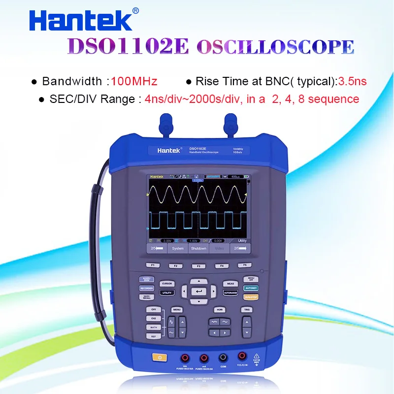 Hantek DSO1102E цифровой осциллограф 100 МГц Ручной 1GS/s частота дискретизации 6000 отсчетов