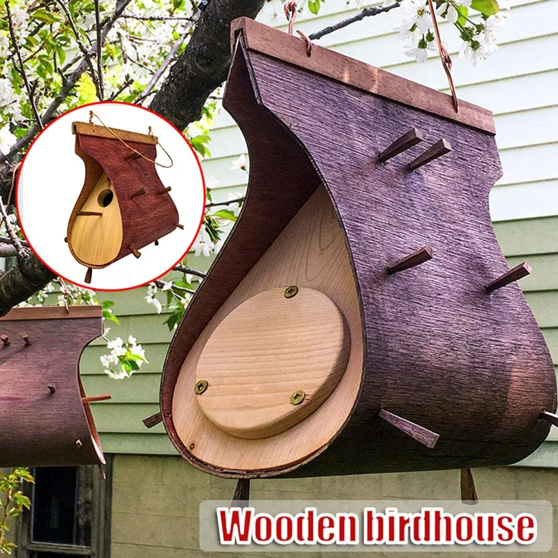 

Finch Pinch Birdhouse for Outside Handmade Wood Bird Nest Cage Outdoor Birdhouse Exterior Garden Yard Hanging Decoration