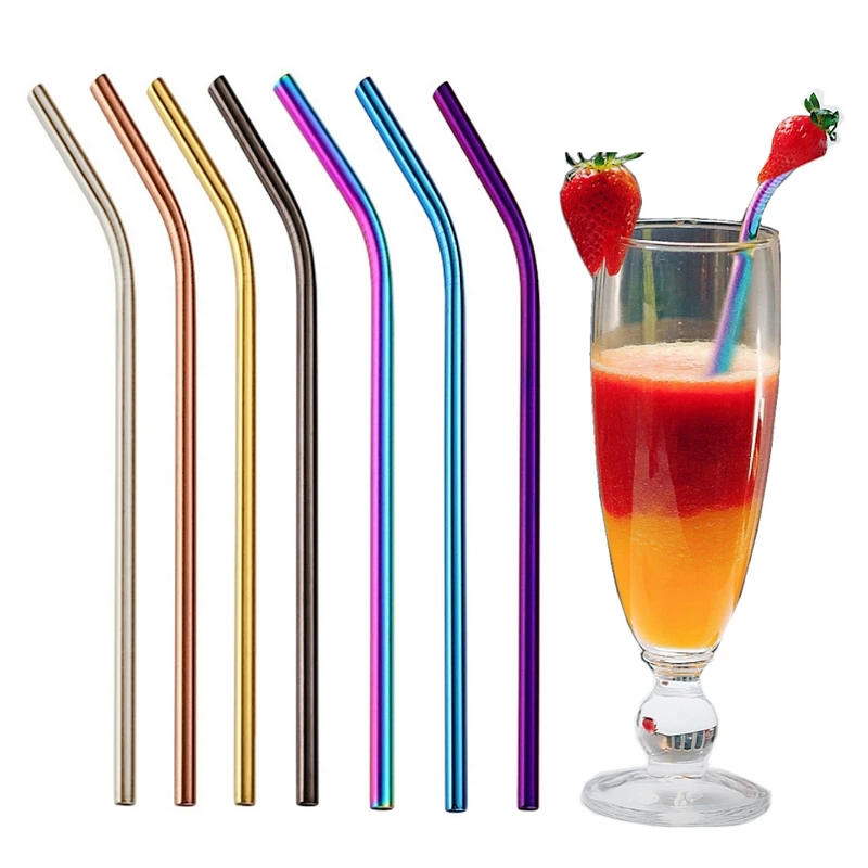 

50PCS 265mm Reusable Drinking Straws Metal High Quality 304 Stainless Steel Bent Straws For Drink