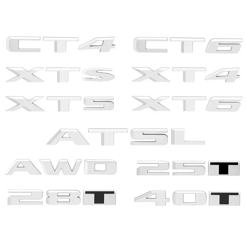 

Car Back Trunk Letters 3D ABS Sticker For Cadillac XTS XT4 XT5 XT6 CT4 CT6 ATSL AWD 25T 28T 40T Badge Emblem Styling Stickers