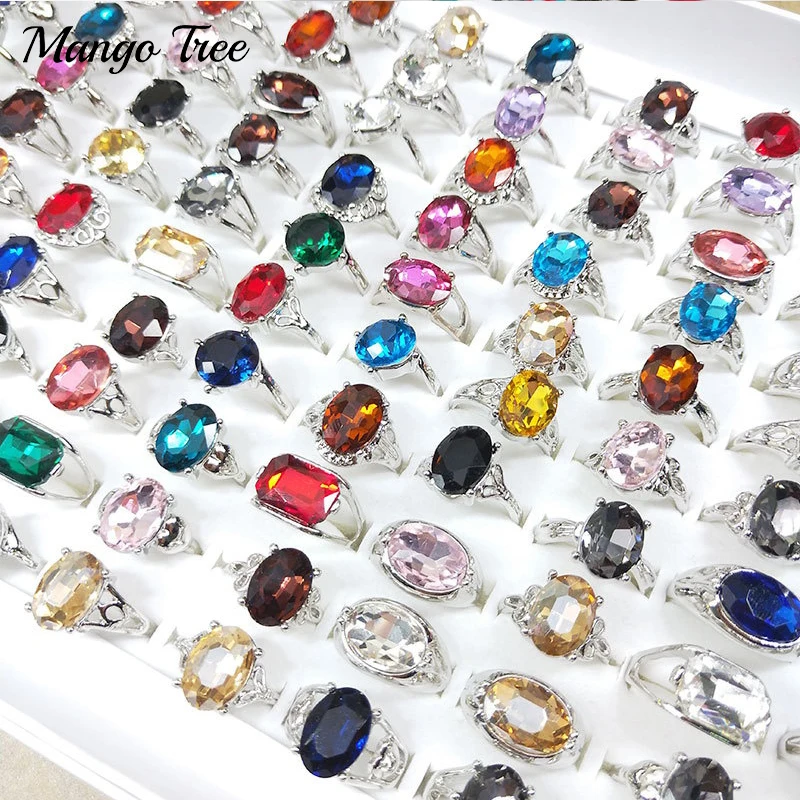 кольцо женское мужское парные кольца 20 шт. / Партия разноцветное стеклянное