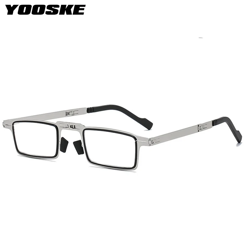Очки для чтения YOOSKE с блокировкой синего света, складные, для женщин и мужчин, металлическая округлая складная модель для пресбиопии и гиперметропии.