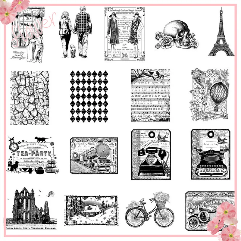 Новое поступление фоновые прозрачные штампы 2021 скрапбукинг бумажные здания