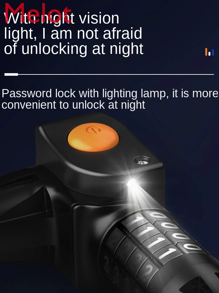 

Bicycle Lock Anti-Theft Password Lock Mountain Bike Portable Lock Head Electric Battery Car Lock Chain Lock Accessories