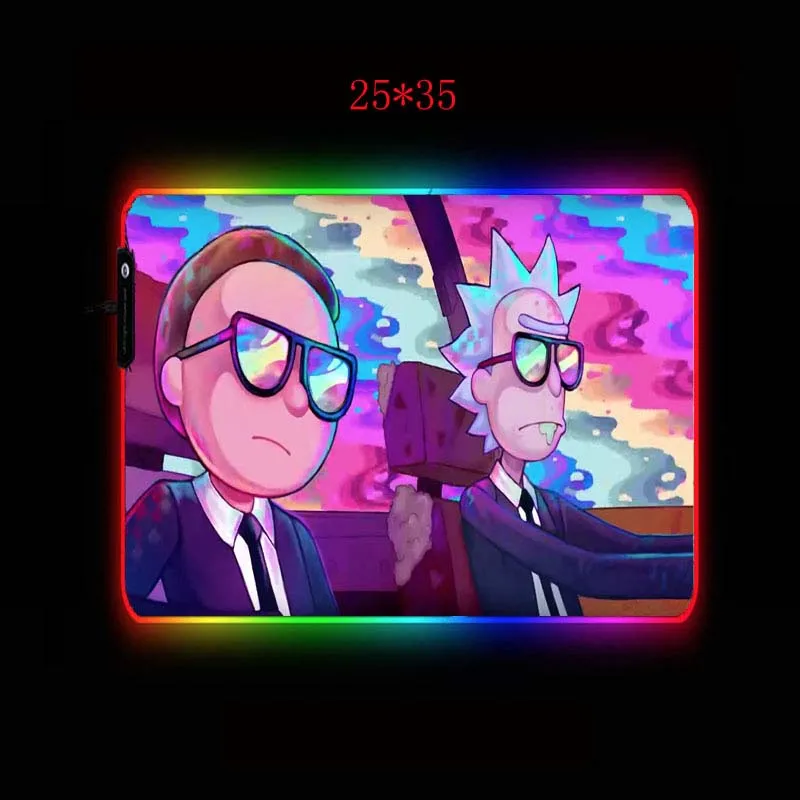 XGZ аниме Ricka and marty большой RGB светодиодный 7 цветов USB Проводное освещение игровая цветная мышь коврик для ноутбука компьютерный стол коврик