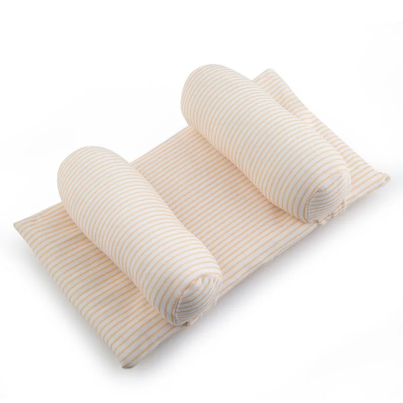 Подушка Детская Хлопковая в полоску комфортная не скатывается для сна от 0 до 24