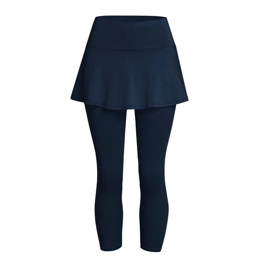 

New Women Leggings With Pockets Tennis Skirted Leggings Pockets Elastic Sports Yoga Capris Skirts Legging 1217
