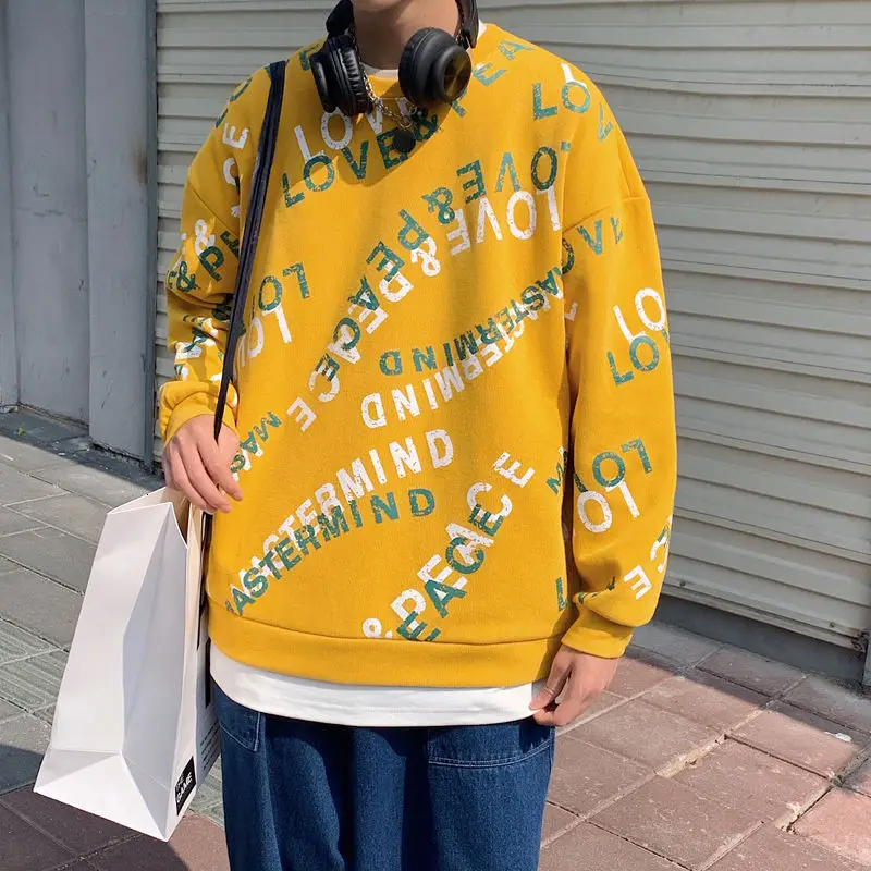 

Мужской свитер с круглым вырезом, новинка, свитшот, модное свободное платье для пары, толстовка с длинным рукавом, Мужская Уличная одежда, спортивный костюм, 2021