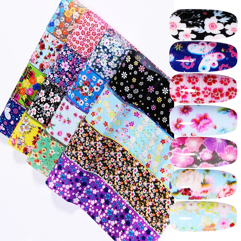16 шт./упак. дизайн ногтей перевод рисунка наклейки Бумага красочные из фольги для