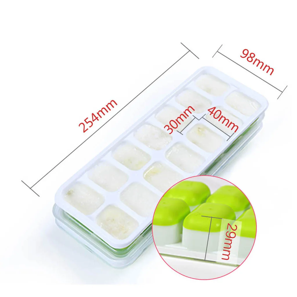Summer Ice Cream Mold Covered Tray Set With 14 Cubes Molds Popsicle Maker Flexible Rubber Plastic Stackable Kitchen Tool |
