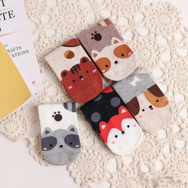 

1/3Pair Women Winter Socks Cute Cartoon Animal Socks Causal Cotton Harajuku Comfortable Ankle Socks Funny Calcetines Mujer