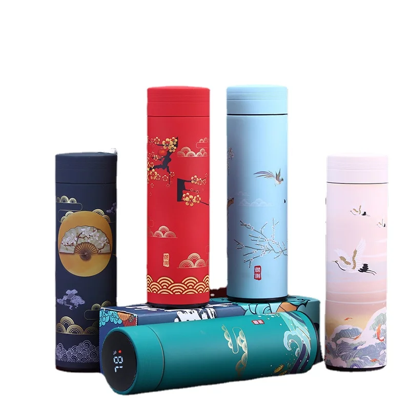 

Chinese Style Thermo Bottle Cup Smart Temperature Display Potable Heat Hold Vacuum Flask For Thermos Mug Cups 500ML