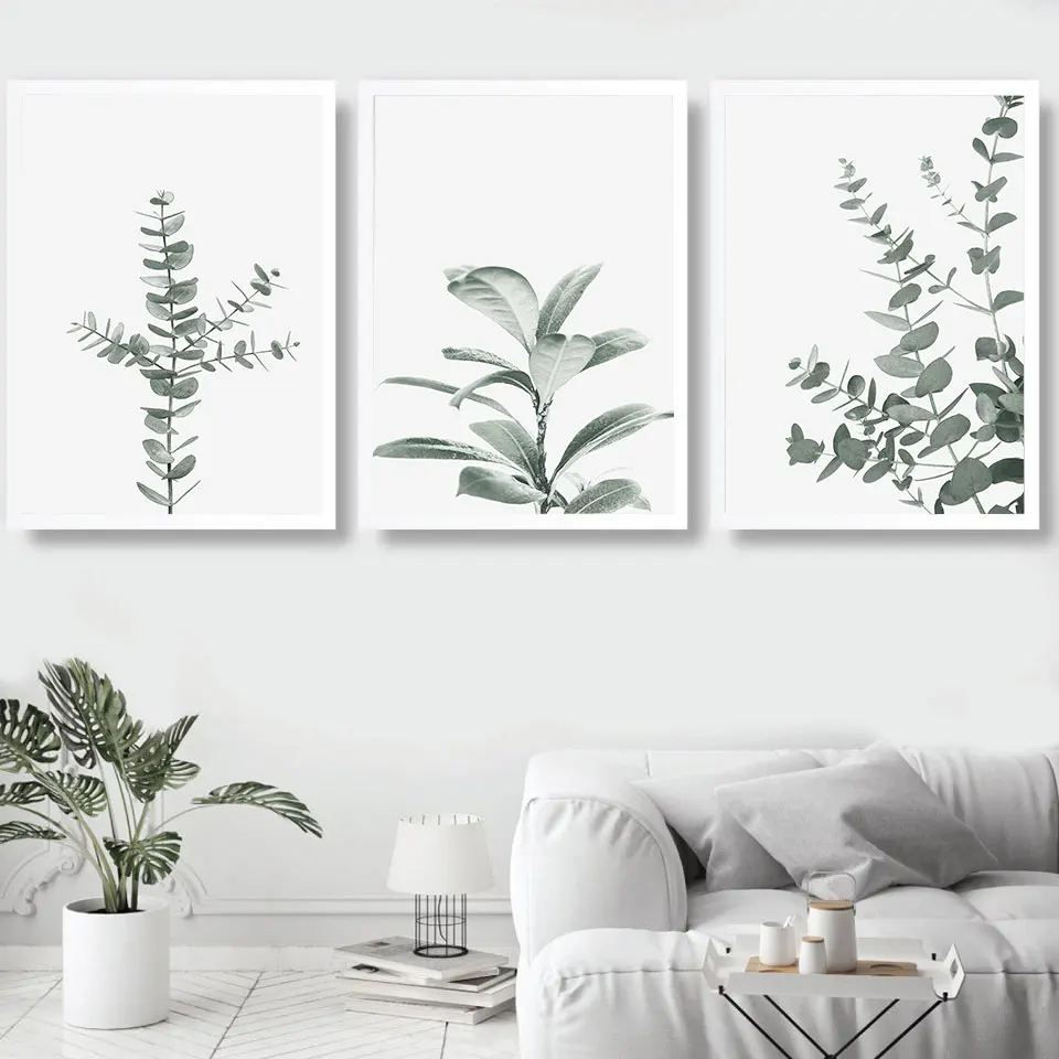 Botanical Eucalyptus Leaf Modern Canvas Paintings Green Posters and Prints Interior for Living Room Hallway Home Decor No Frame | Дом и сад