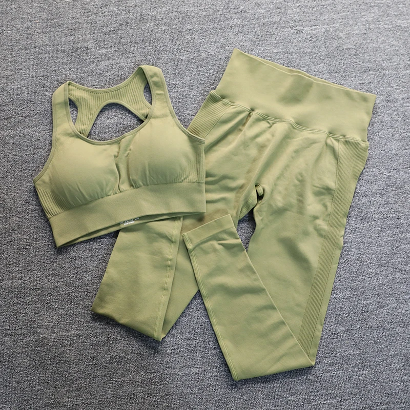 ABS LO LI Yoga Set Workout Sport Outfit For Woman 2 Piece Open Back Sports Bra Scrunch High Waist Seamless Leggings Gym Sets