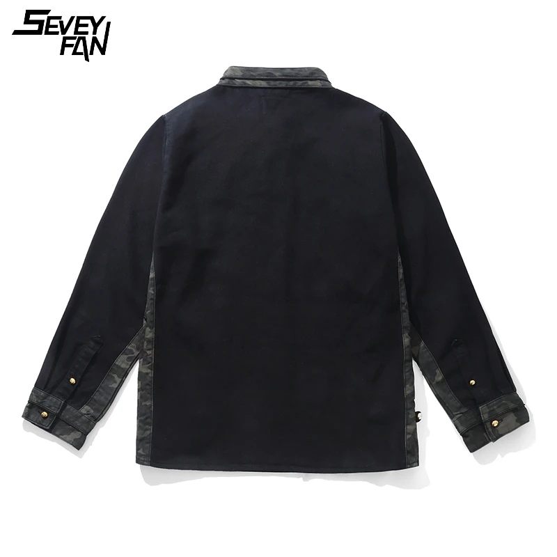 

Camo Patchwork Denim Jackets Hip Hop Streetwear Harajuku Black Jeans Jacket Tibet Designer Fashion Casual Cowboy Jeans Jackets