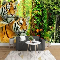 custom 3d photo wallpaper for bedroom walls forest tiger modern living room sofa wall decoration poster mural papel de parede 3d
