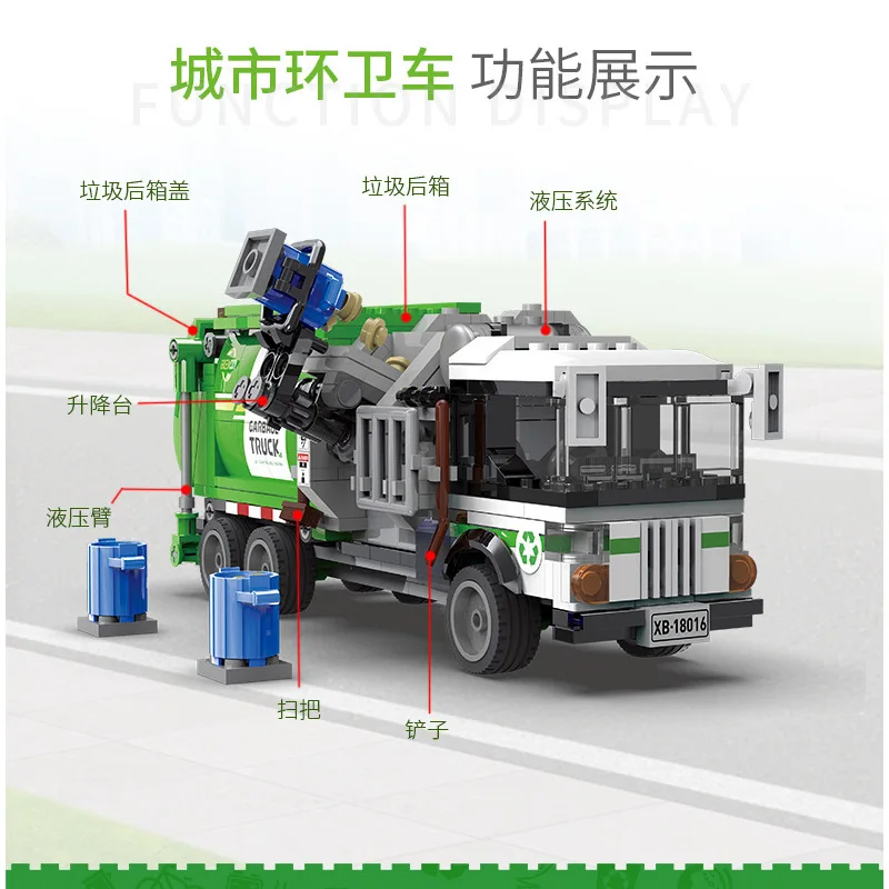 

City Traffic Series Sanitation Truck Garbage Truck Speed Champion DIY Model Building Blocks Bricks Toys Gifts