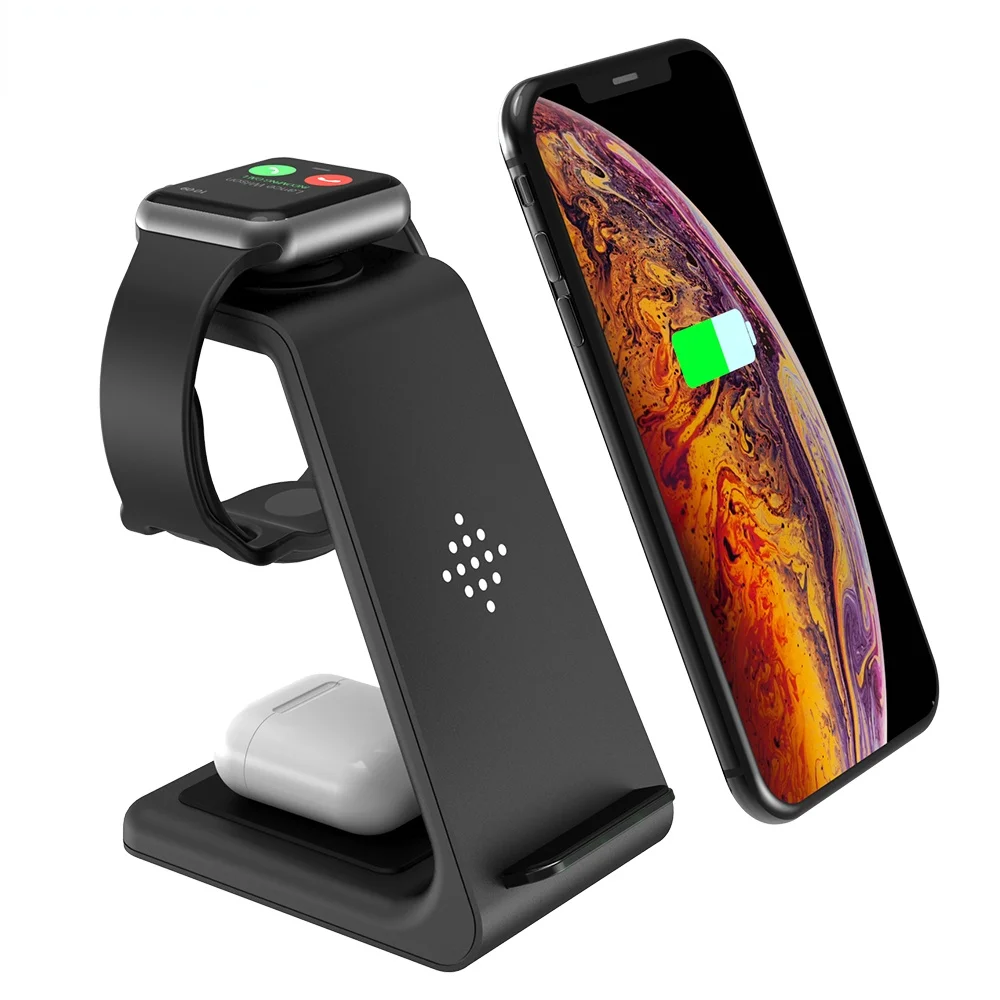 

LAMJAD Qi 3 In 1 Wireles Chargeing Station Voor IPhone11Pro/Xr/Xs/ Pro/IWatch5 Draadloze lading Voor SamsungS10/Knoppen/Horloge