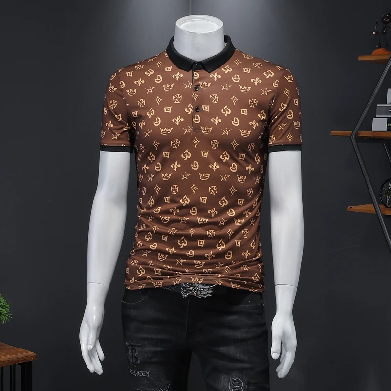 

Great France Designer Polo Shirts Summer New Arrivals Classic EU Dots Printing Short Sleeve Male Clothing E0338