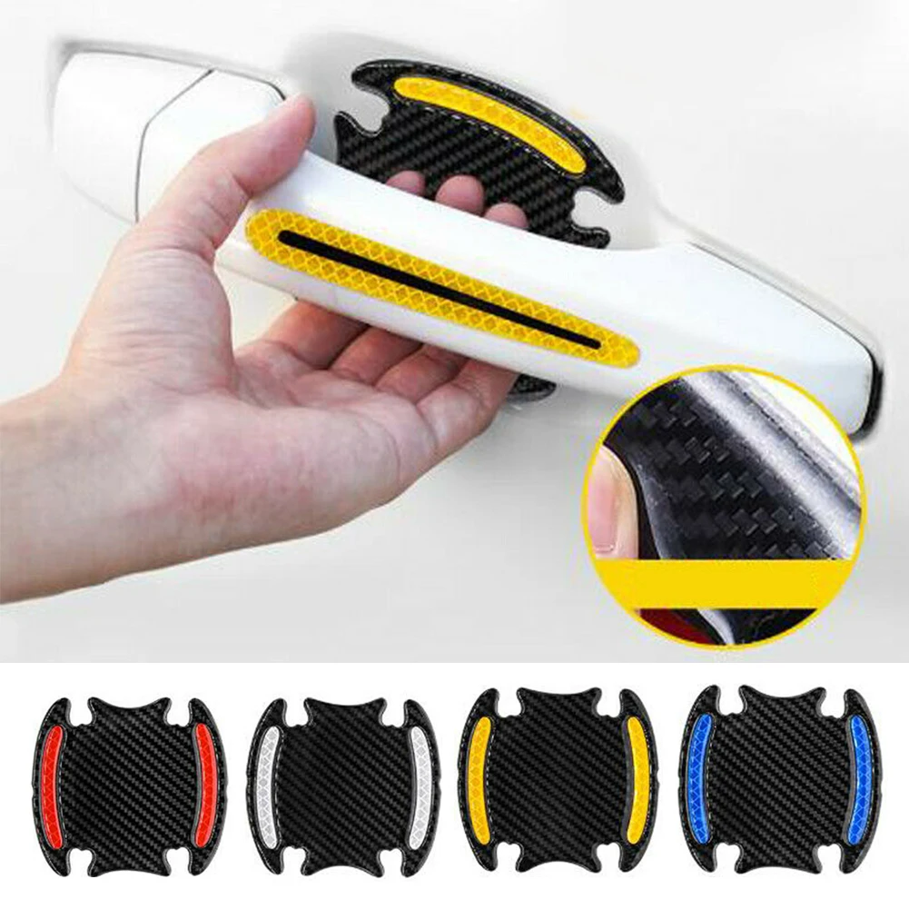 

8pcs Car Door Handle Stickers Car Handle Protection Reflective Sticker Strips Anti Scratch Stickers Car Accessories