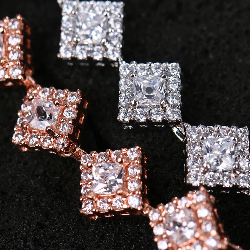 KSRA винтажный роскошный квадратный циркониевый браслет для женщин Романтический