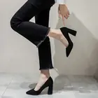 Туфли-лодочки LIHUAMAO женские замшевые, высокий каблук, заостренный носок, без застежки, свадебные туфли-лодочки, униформа